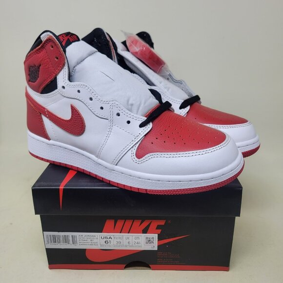 Nike Air Jordan 1 Retro High OG GS Heritage White Red Youth Size 6.5Y 575441-161 - Picture 1 of 11